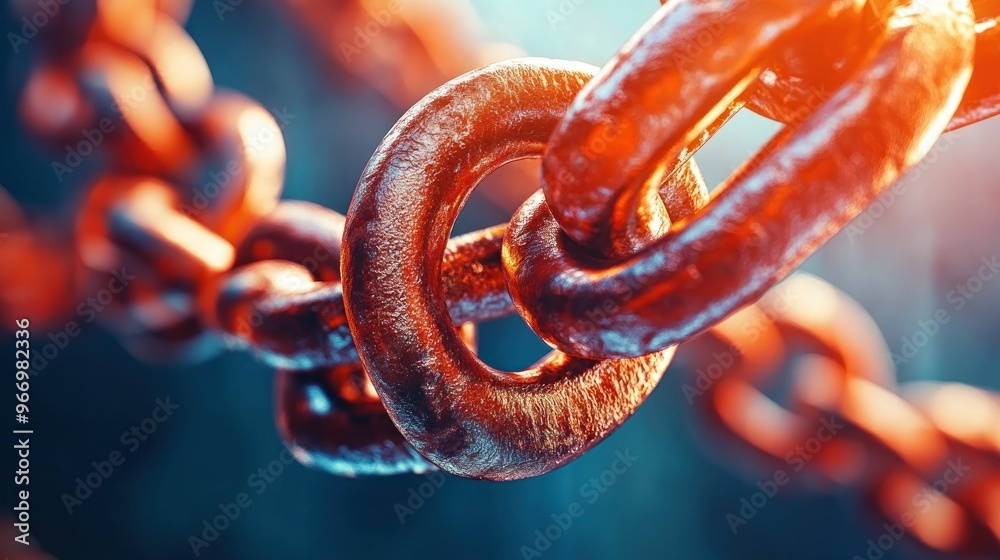 Aufkleber Closeup of a Rusty Chain Link.