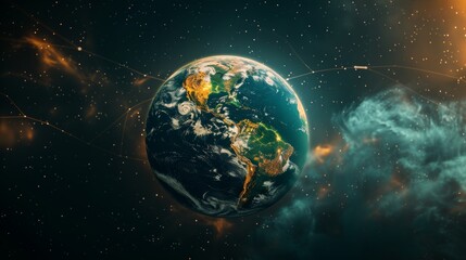 Fototapeta premium 3d model of earth highlighting agricultural impact on greenhouse gases with dynamic visual effects