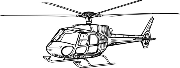 High-quality side view of a modern helicopter, ideal for technical and aviation illustrations.