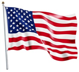 Fototapeta premium American flag in white PNG, a representation of liberty.
