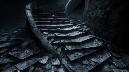 Dark Stone Stairs Leading Upwards