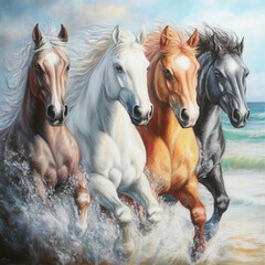 Obraz premium horses in pastel colours