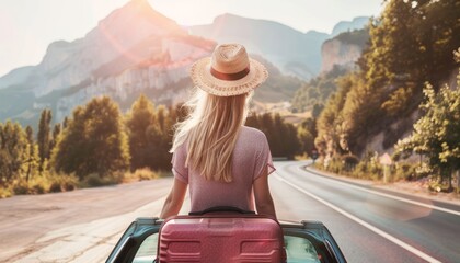 Mountain Road Adventures: A Woman's Summer Vacation Journey with an Open Hatchback Car