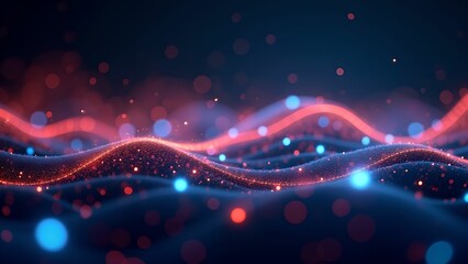 Vibrant Digital Network Concept - Abstract Glowing Dots and Waves