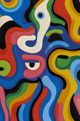 Obraz premium This vibrant and intricate abstract painting features swirling, organic shapes in a kaleidoscope of colors. 