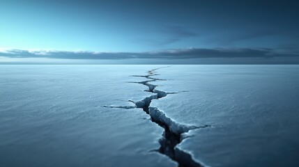Crack in Ice on Frozen Ocean