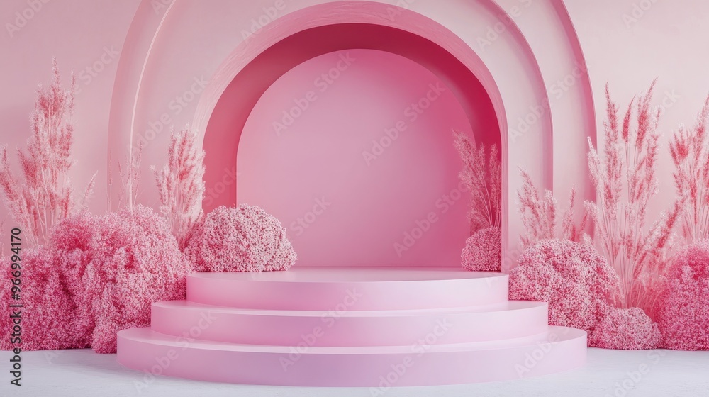 Poster Abstract 3D rendering podium mockup for product display minimalistic concept showcase geometric backdrop product presentation