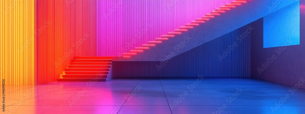 Poster Abstract modern architectural background featuring an open interior space 3D rendering