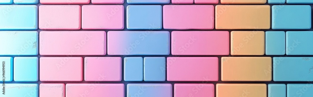 Poster Abstract pastel colored brick minimalistic background in 3D rendering