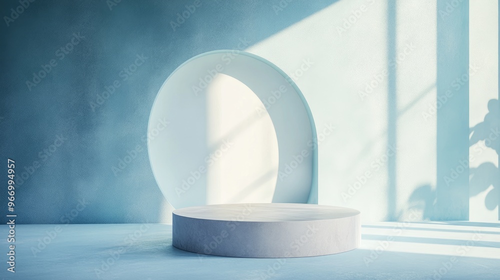 Poster Minimalist abstract backdrop with a pedestal 3D illustration and rendering