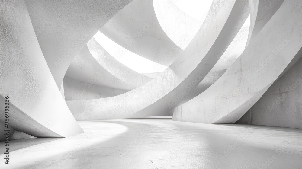 Poster Abstract architectural background featuring geometric shapes and wall designs in a 3D rendering