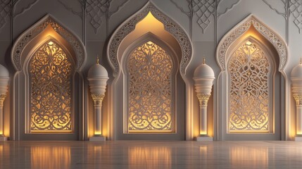 Obraz premium Islamic 3D background suitable for Ramadan decor or other Islamic event designs