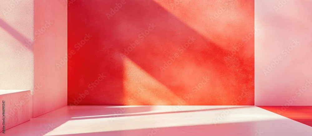 Aufkleber minimal abstract background featuring a 3d rendering of a red wall with pink accents and a red and w