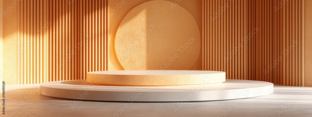 Aufkleber abstract background featuring a podium and wall 3d rendering and illustration