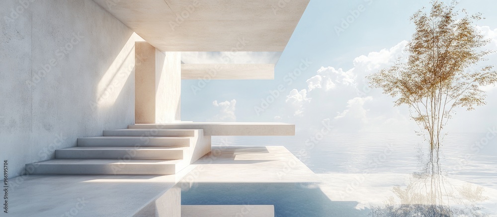 Poster minimalist surreal architectural 3d rendering