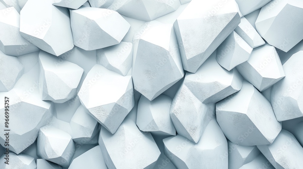 Poster Abstract white geometric background featuring stone and rock shapes ideal for product display in 3D render