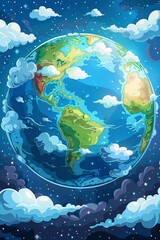 Obraz premium Ozone layer in cartoon style 