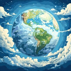 Fototapeta premium Ozone layer in cartoon style 