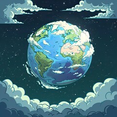 Naklejka premium Ozone layer in cartoon style 