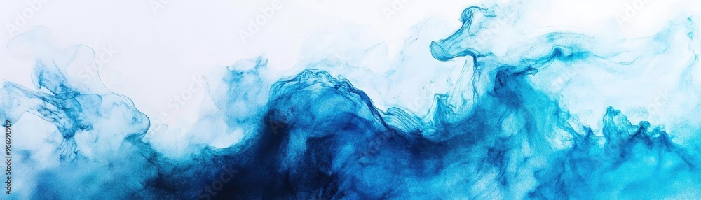 Poster A mesmerizing swirl of blue ink fading into white, creating an ethereal and dynamic abstract design for artistic projects.
