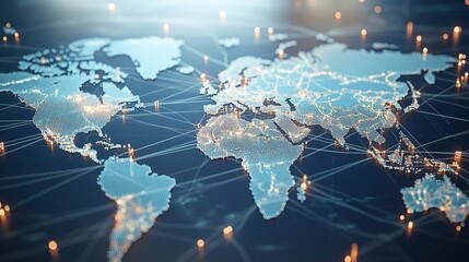 Digital world map with glowing connections