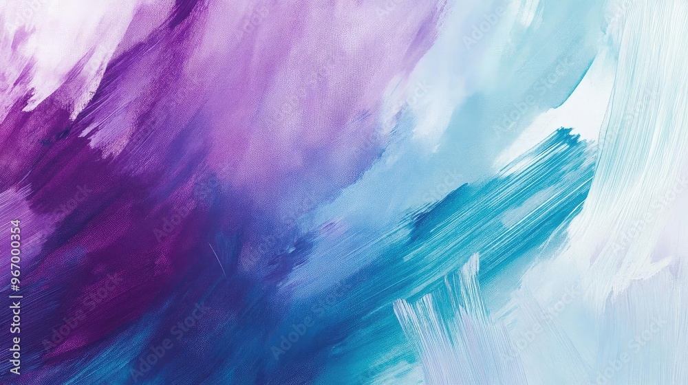 Poster abstract painting with vibrant purple and turquoise hues, creating a dynamic and modern visual appea
