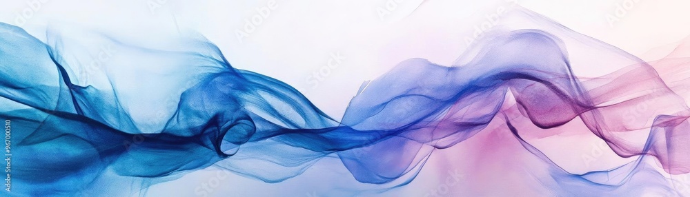 Poster beautiful abstract smoke waves in blue and pink hues, creating a serene and tranquil background for 