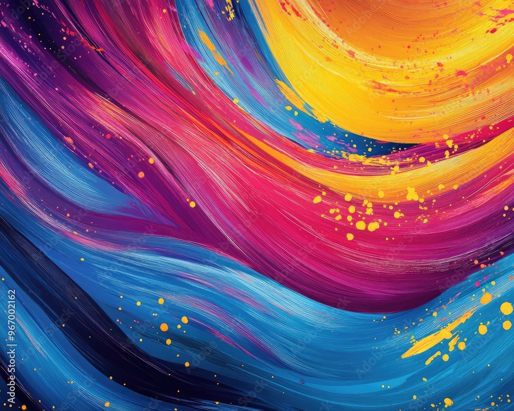 Aufkleber vibrant and colorful wavy abstract design featuring brush stroke graphics and artistic splashes prov