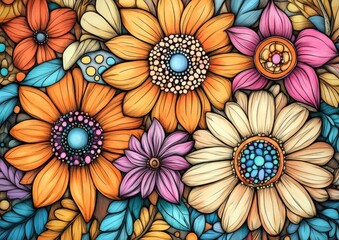 Hand drawn doodle design featuring flowers and mandalas ideal for greeting cards apparel prints stationery decoration phone cases dishware porcelain ceramics and adult coloring books eps 10