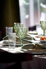 table setting in restaurant