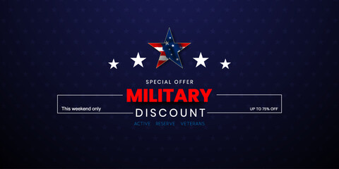 Military discount background, Military Discounts with US flag, military sale banner, vector illustration