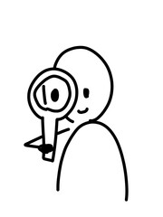 虫メガネで見る人のゆるいイラスト