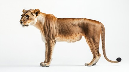 Obraz premium A Lioness Standing on a White Background