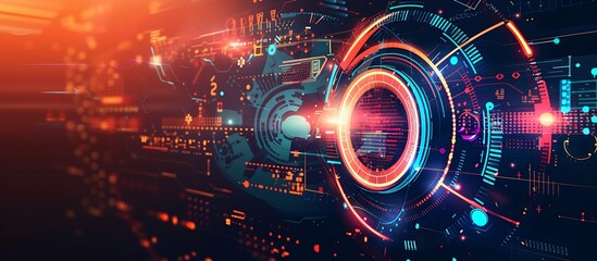 Fototapeta premium Modern vector concept design with abstract shapes and digital elements, perfect for a futuristic web page banner.