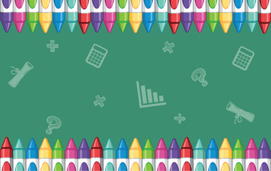 Colorful School Supplies Border Design