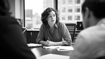 Mediator Calming Tense Office Discussion - Neutral Tones, Documentary Style - Active Listening