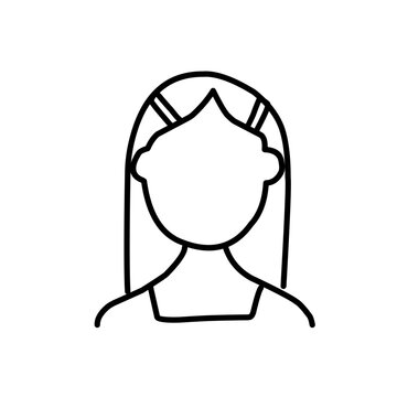 recommend clip art: Woman wig line outline icon