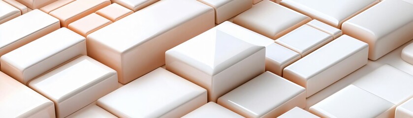 Obraz premium Abstract composition of white geometric shapes arranged in a modern pattern, suitable for backgrounds and design projects.