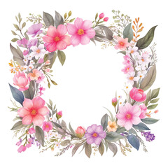 Watercolor floral frame with copy space