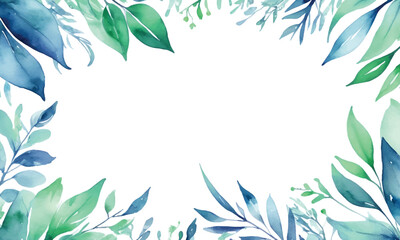 A floral frame with green leaves and a place for text