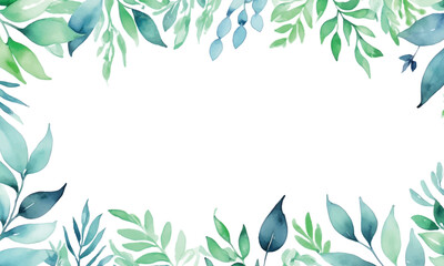 A floral frame with green leaves and a place for text