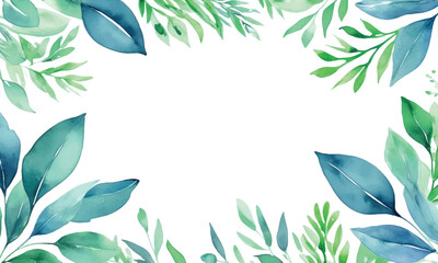 A floral frame with green leaves and a place for text