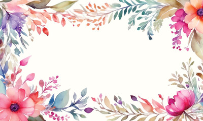 A frame of flowers with a white background that says spring