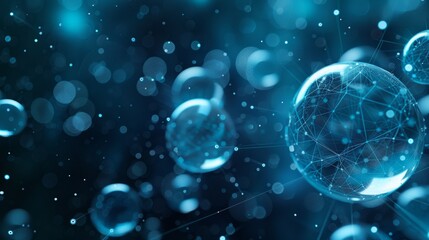 Innovative floating spheres in blue and cyan representing ai services and data automation