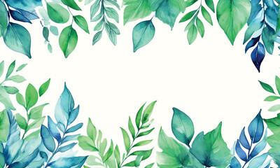 A floral frame with green leaves and a place for text