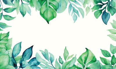 A floral frame with green leaves and a place for text