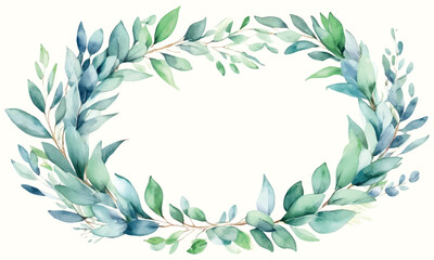 A floral frame with green leaves and a place for text