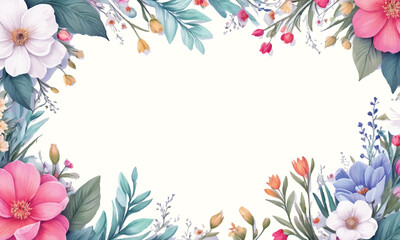 A frame of flowers with a white background that says spring