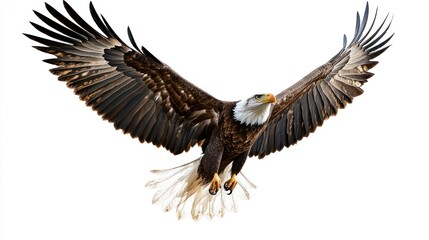 Obraz premium Bald Eagle in Flight with Spread Wings