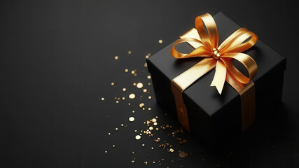 Beautiful black gold gift with copy space